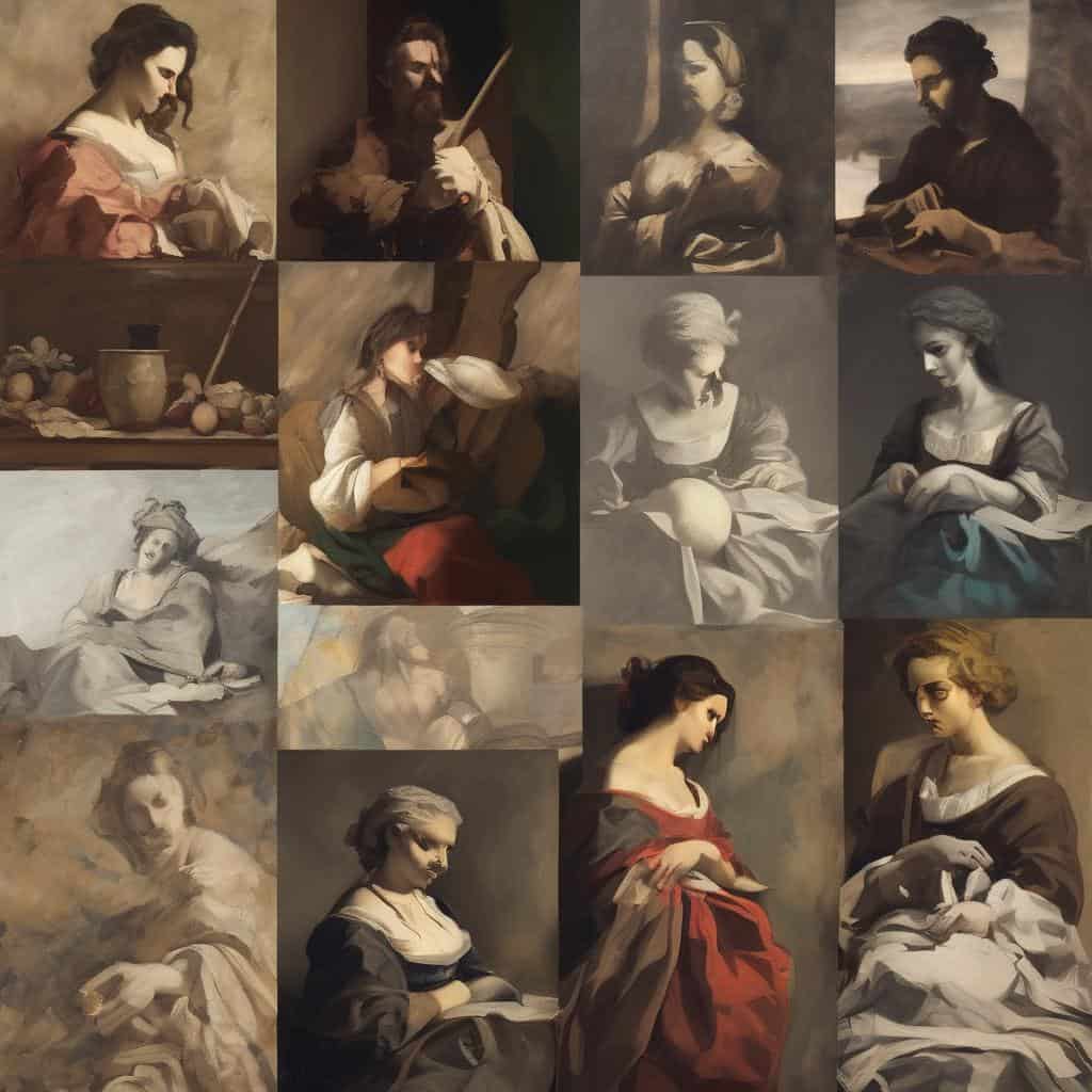 Ιστορίες τέχνης με εξερεύνση της χρωματικής και υφαστικής παραστατικότητας σε πίνακες ζωγραφικής.